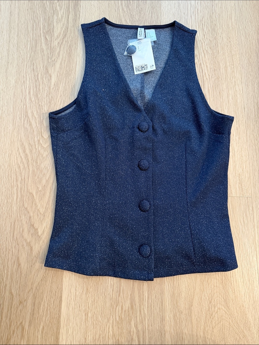 H&M Fitted Jersey Denim Look Vest - Small